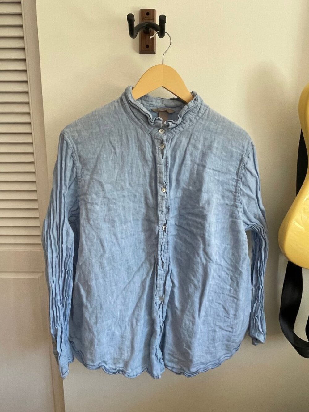 H&M Long Sleeve Oversized Linen Button Down Light Blue